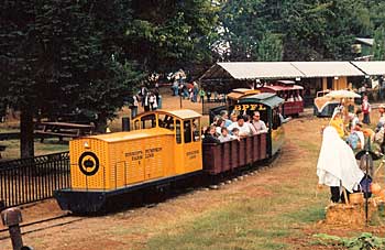 Here comes the BPF train at Bishop's Pumpkin Farm in Wheatland, California