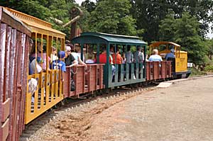 Plenty of room for the whole gang on the BPF Line train at Bishop's Pumpkin Farm in Wheatland, California